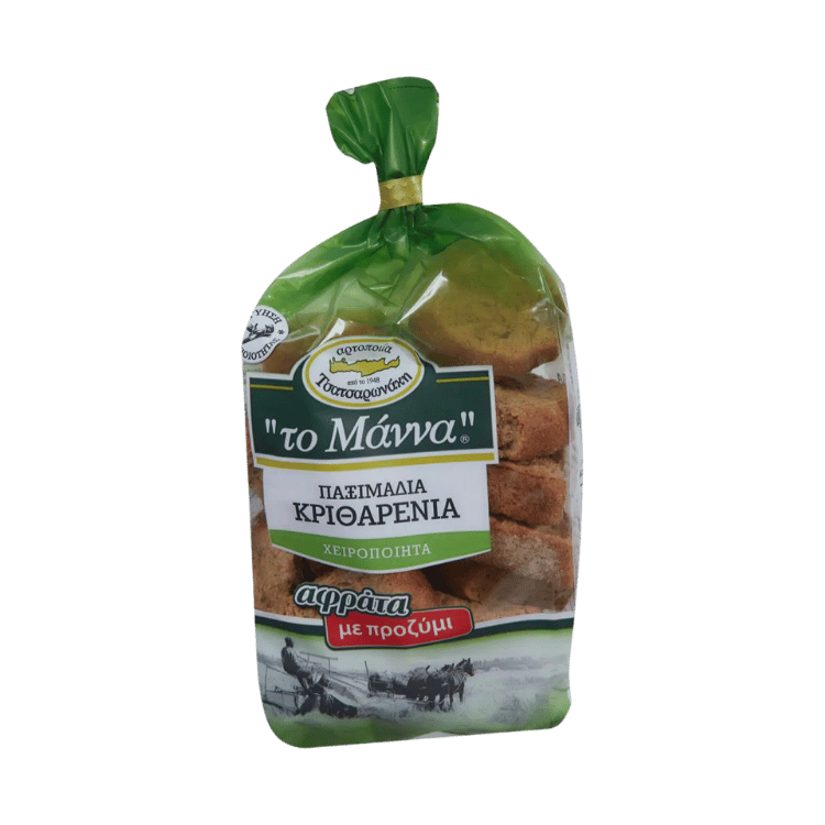 Gersten-Zwieback mit Sauerteig (300g) To Manna von To Manna bei Araxxon  - Hochwertiges griechisches Produkt.   Gersten-Zwieback mit Sauerteig (300g) To Manna από To Manna στο Araxxon  - Αυθεντικό ελληνικό προϊόν.